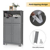 Bathroom Floor Cabinet Toilet Storage Cupboard Wooden Laundry Organizer