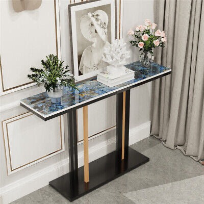 Blue Galaxy Marble Console Table Long Narrow Couch Table Hallway Display Stand