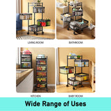 4 Tier Kitchen Trolley Storage Vegetable Rotating Basket Rack Organiser Holder