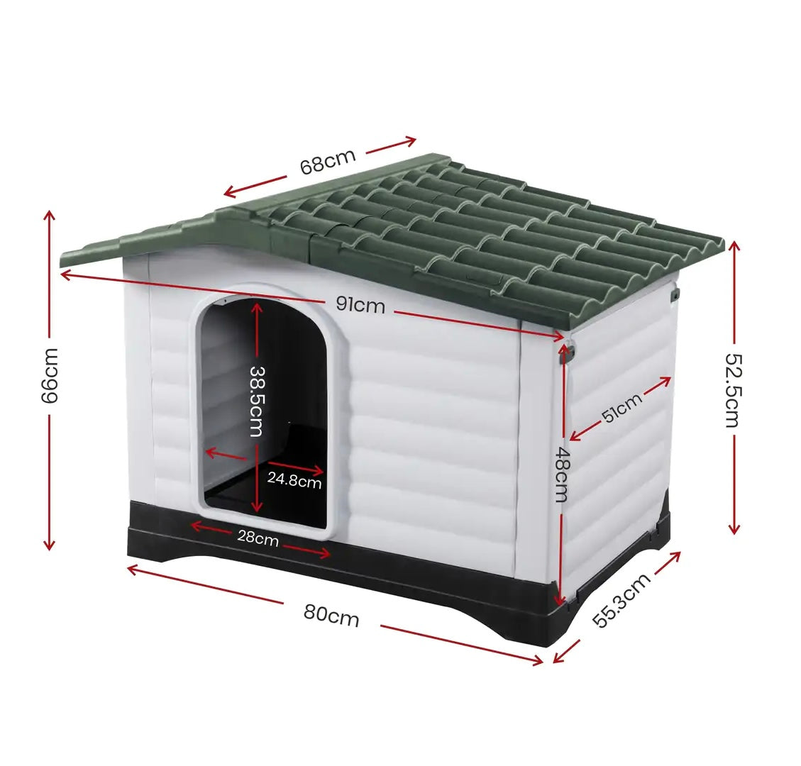 Taily Plastic Dog Kennel Outdoor Indoor Weatherproof Pet Puppy Dog House Large Green Anti UV Shelter