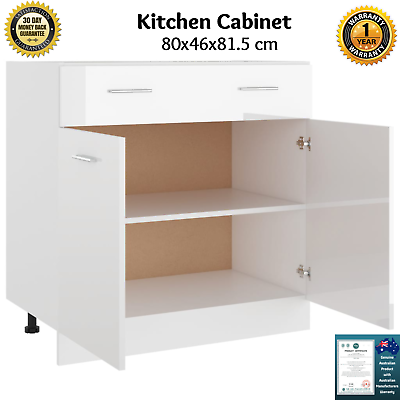 Modern Kitchen Bottom Cabinet High Gloss White 2-Door Storage Organizer Cupboard