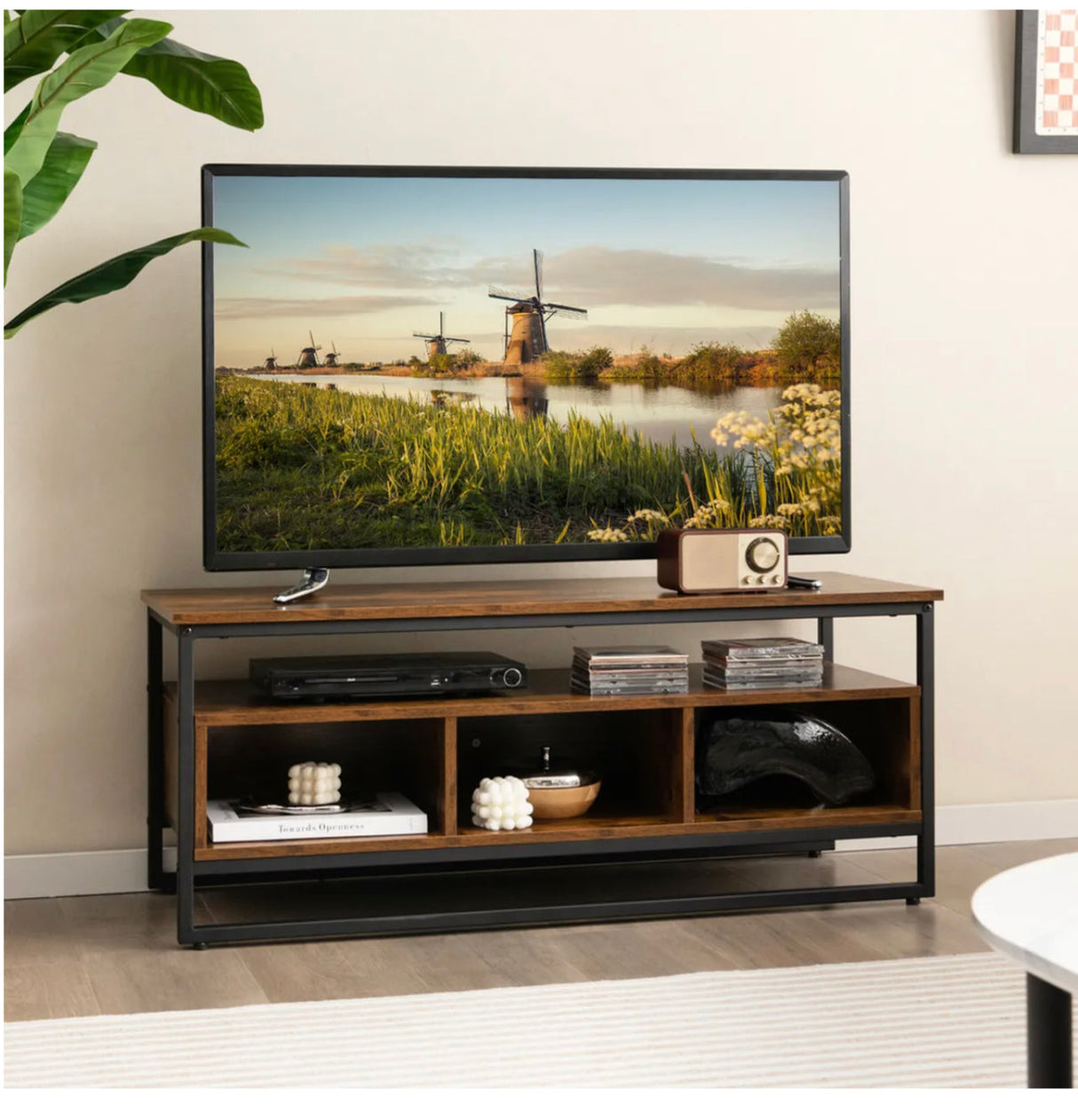 Industrial Coffee Table with Storage for Living Room Rustic Brown