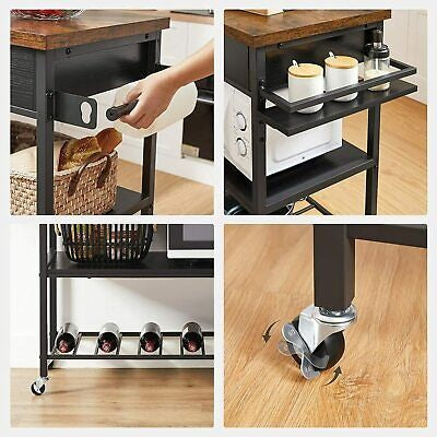 3-Tier Kitchen Storage Shelf with Drawers Microwave Oven Stand Organiser