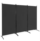 3-Panel Room Divider Folding Privacy Screen with Hinges Steel Base Wood