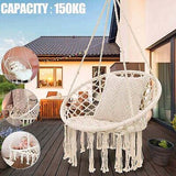 150KG Hammock Chair Macrame Cotton Swing Bed Hanging Relax Outdoor Indoor AU