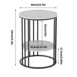 2-Tier Black Marble Side Table Round Coffee Table Nightstand Jewellery Storage