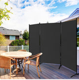 3-Panel Room Divider Folding Privacy Screen with Hinges Steel Base Wood