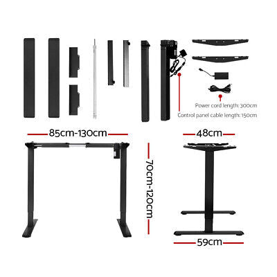 Electric Standing Desk Motorised Sit Stand Computer Table Black 140cm