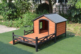 Dog House Kennel Pet Timber Wooden With Decking Patio Stair