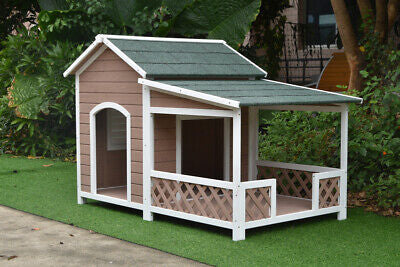 Large Wooden Pet Dog Kennel Timber House Wood Cabin Outdoor Patio Deck