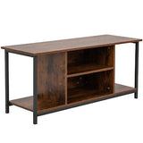 TV Stand Entertainment Unit Industrial Wooden Storage Shelf Rustic Brown