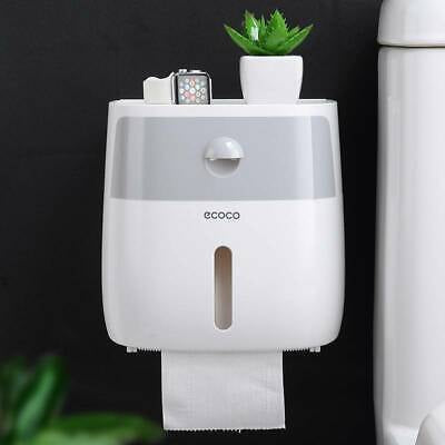 Toilet Paper Double Roll Holder Tissue Bathroom Storage Hook Shelf Wall Mounted