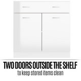 Modern Kitchen Bottom Cabinet High Gloss White 2-Door Storage Organizer Cupboard