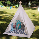 Large Teepee Tent Wigwam with Mat Boys Girls Pretend Play Tent Wood Frame