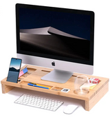 Home Bamboo Monitor Stand Desk Organiser Desktop Riser Wooden Office Work