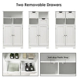 Bathroom Floor Cabinet Toilet Storage Cupboard Wooden Laundry Organizer