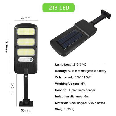 2 Pack 213LED Outdoor Solar Street Wall Light Sensor PIR Motion LED Lamp Remote