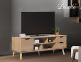 TV Cabinet Entertainment Unit Stand Storage Drawer Wooden Shelf Oak 140cm