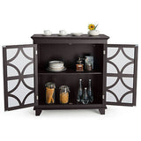 Storage Cabinet Buffet Sideboard Cupboard Glass Doors Console Table Kitchen