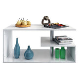 Modern Coffee Table Side Table Storage Shelf Cabinet Gloss Furniture White