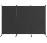 3-Panel Room Divider Folding Privacy Screen with Hinges Steel Base Wood