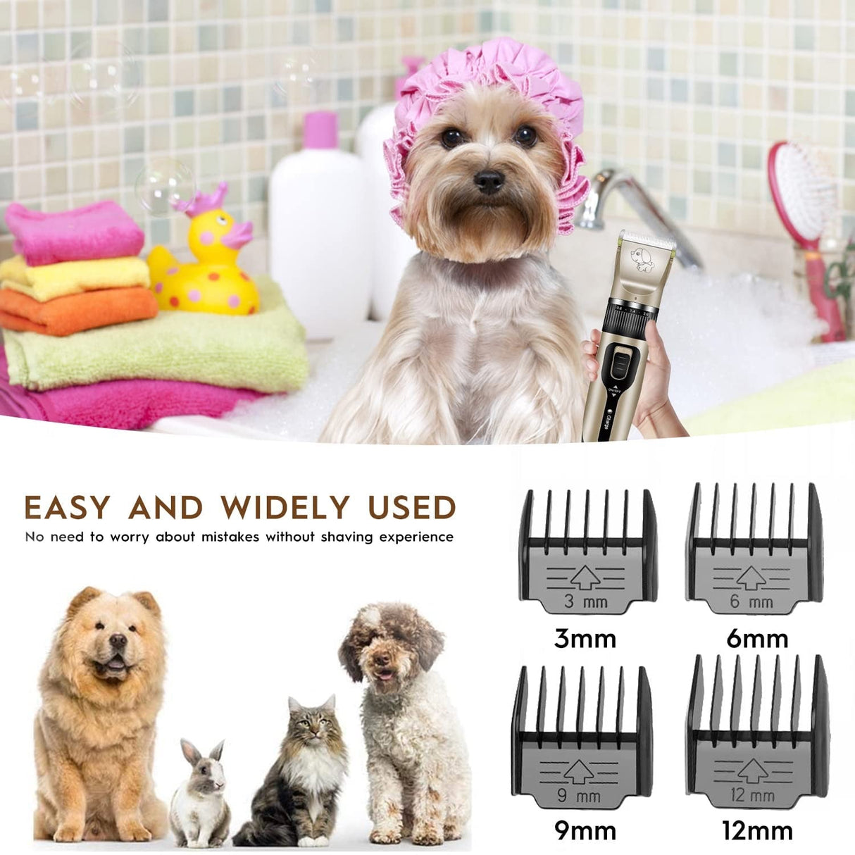 Dog Grooming 9IN1 Pet Hair Clippers, Dog Grooming Kit, Low Noise, Electric Quiet, Rechargeable, Cordless, Suitable for Dogs, Cats, and Other Pets (Clipper Set only)