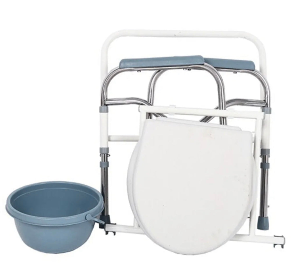 Shower Commode Foldable Bathroom Stainless Adjustable Bedside Toilet Chair