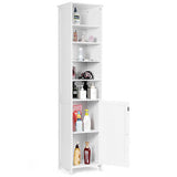 Bathroom Storage Cabinet 7-Tier Shelves Wooden Cupboard Tallboy White/Grey 182CM