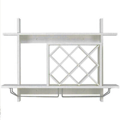 Bottle Glass Hold Wall-Mounted Wood Wine Rack Shelf Storage Bar Home Restaurant