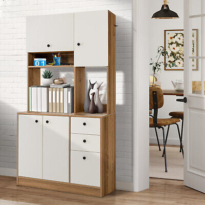 Kitchen Storage Cabinet Buffet Sideboard Pantry Cupboard Bookshelf 180cm Tall