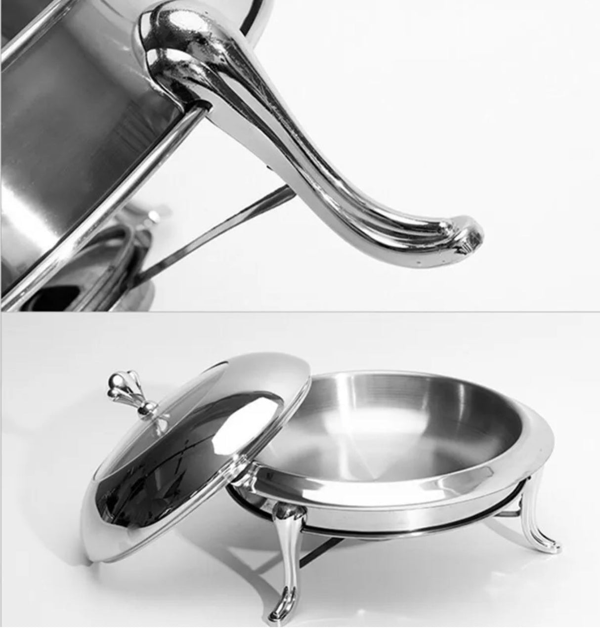 Commercial Chafing Dish Stainless Steel Round Buffet Warmer Alcohol Stove