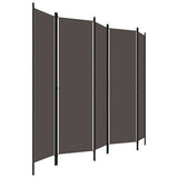 Freestanding Partition Iron Frame 5-Panel Fabric Privacy Screen Room Divider