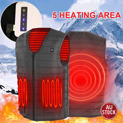 Electric Vest Heated Jacket USB Thermal Warm Heat Pad Winter Body Warmer Unisex