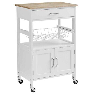 Modern Kitchen Island Storage Trolley Portable Table Workbench Cart