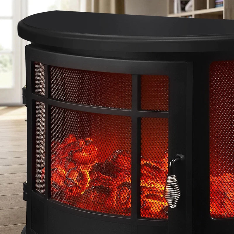 Electric Fireplace Freestanding Stove Heater LED Flame Effect 1800W