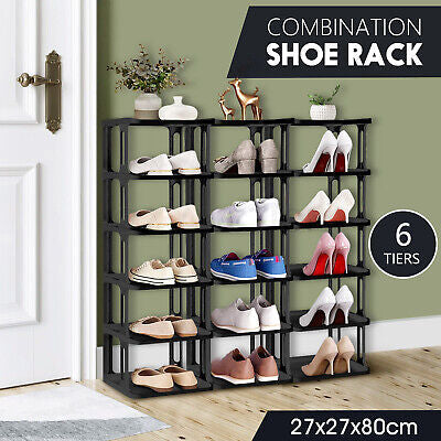 6 Tier Shoe Rack Shelf Storage Holder Oragniser Stand Sneaker Tower Display Unit