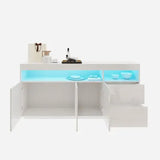 Sideboard Buffet Cabinet High Gloss RGB LED Cupboard 2 Drawers 3 Doors White