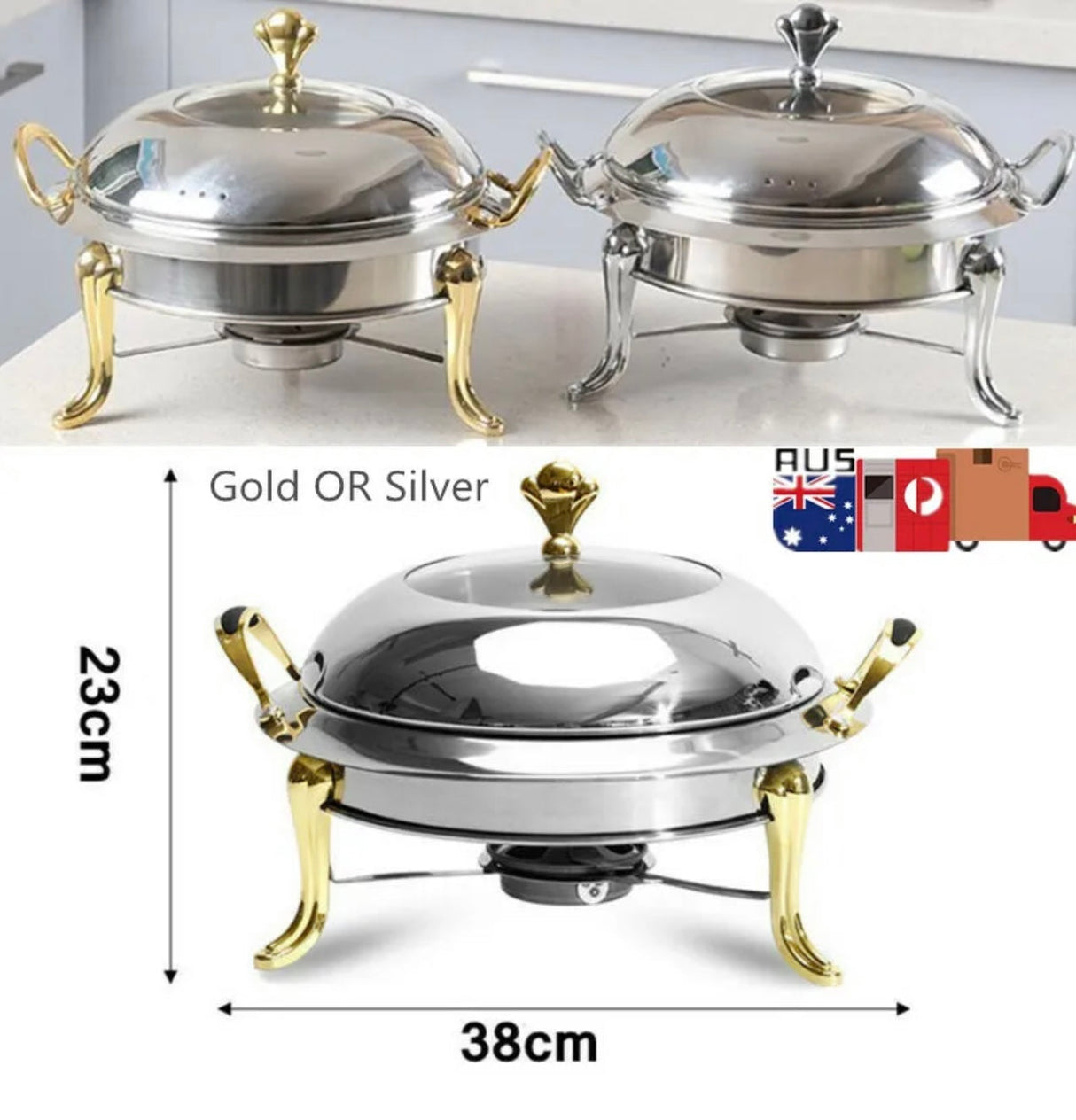 Commercial Chafing Dish Stainless Steel Round Buffet Warmer Alcohol Stove