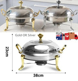 Commercial Chafing Dish Stainless Steel Round Buffet Warmer Alcohol Stove