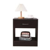 Bedside Table Nightstand with Drawer Set of 2 Brown