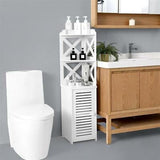 Waterproof Toilet Bathroom Corner Side Shelf Cabinet Stand Big Storage White