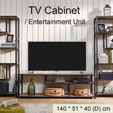 TV Cabinet Entertainment Unit Stand 140cm fits up to 65” TV Wood Metal TV Cons