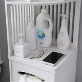 Waterproof Bathroom Toilet Side Corner Cabinet Shelf Stand Big Storage White