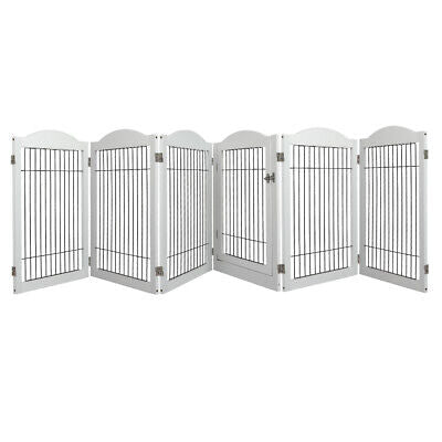 6 Panels Pet Dog Playpen Puppy Exercise Cage Enclosure Fence Indoor White