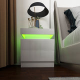 Bedside Tables Side Table Drawers RGB LED High Gloss Nightstand Storage Cabinet