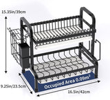 2 Tier Stainless Steel Kitchen Dish Rack