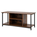 TV Stand Entertainment Unit Industrial Wooden Storage Shelf Rustic Brown