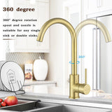 Brass Brushed Gold Kitchen Mixer Tap 360° Swivel Spout Laundry Sink Faucet