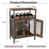 Wine Bar Cabinet Industrial Sideboard Buffet Cabinet w/Removable Wine Rack & Glass Holder Coffee Bar Storage Cabinet