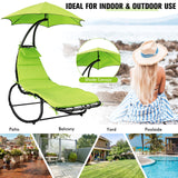 Hammock Chair Swing Lounger Chaise Outdoor Daybed w/ Pillow Canopy Stand Cushion